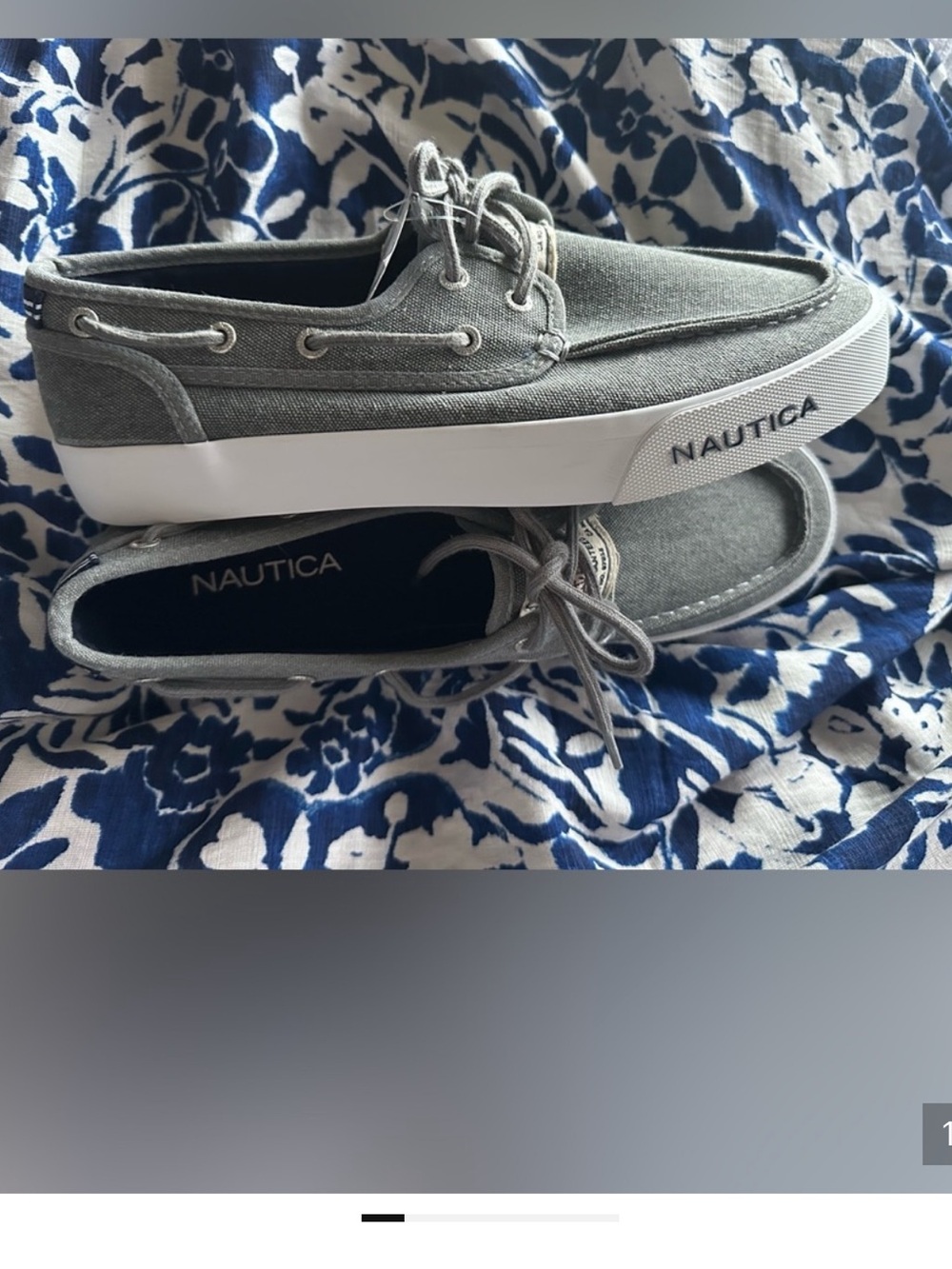 ⚓ Nautica Spinnaker Men’s Size 8.5 Gray Canvas Boat Shoes NWT